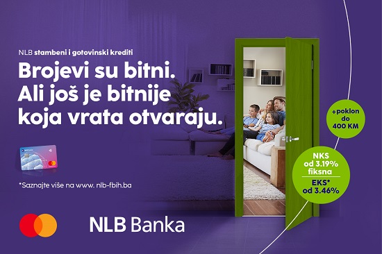 Iskoristite akciju: Stambeni i gotovinski krediti NLB Banke uz povoljne stope i poklon za nove klijente