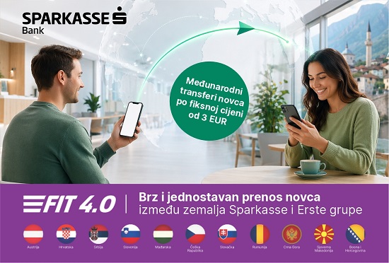 Sparkasse Bank BiH uvela FIT 4.0: Brzi transferi novca širom Evrope uz minimalne naknade