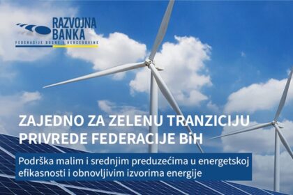 Razvojna banka FBiH: 15,4 miliona KM kreditnih sredstava za zelenu tranziciju privrede