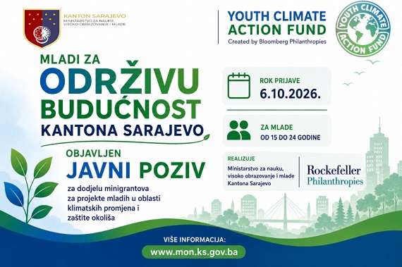 KS: Objavljen javni poziv za dodjelu grantova za projekte mladih u oblasti klimatskih promjena i zaštite okoliša