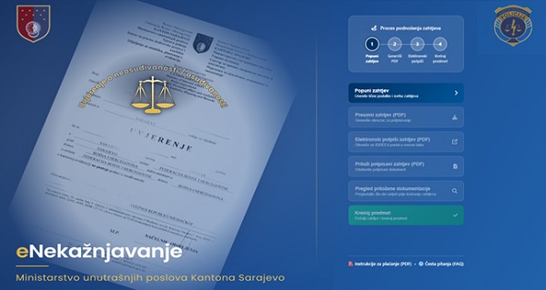 MUP KS uvodi servis eNekažnjavanje: Od sutra građani mogu elektronski podnositi zahtjeve za Uvjerenje o nekažnjavanju