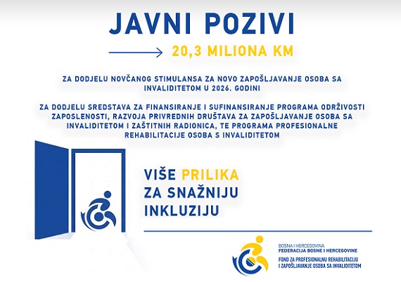 Rekordnih 20,3 miliona KM za zapošljavanje i profesionalnu rehabilitaciju osoba s invaliditetom u FBiH